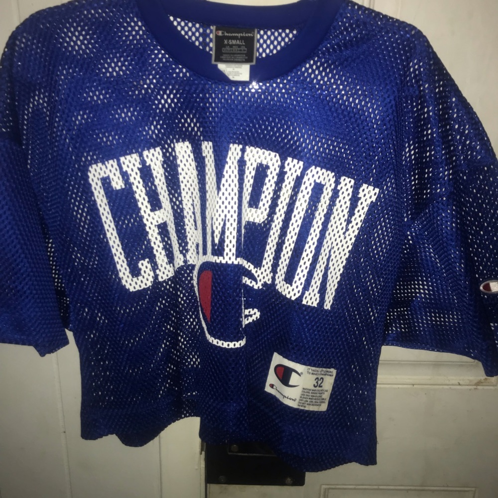 Champion Blue Mesh Cropped Jersey